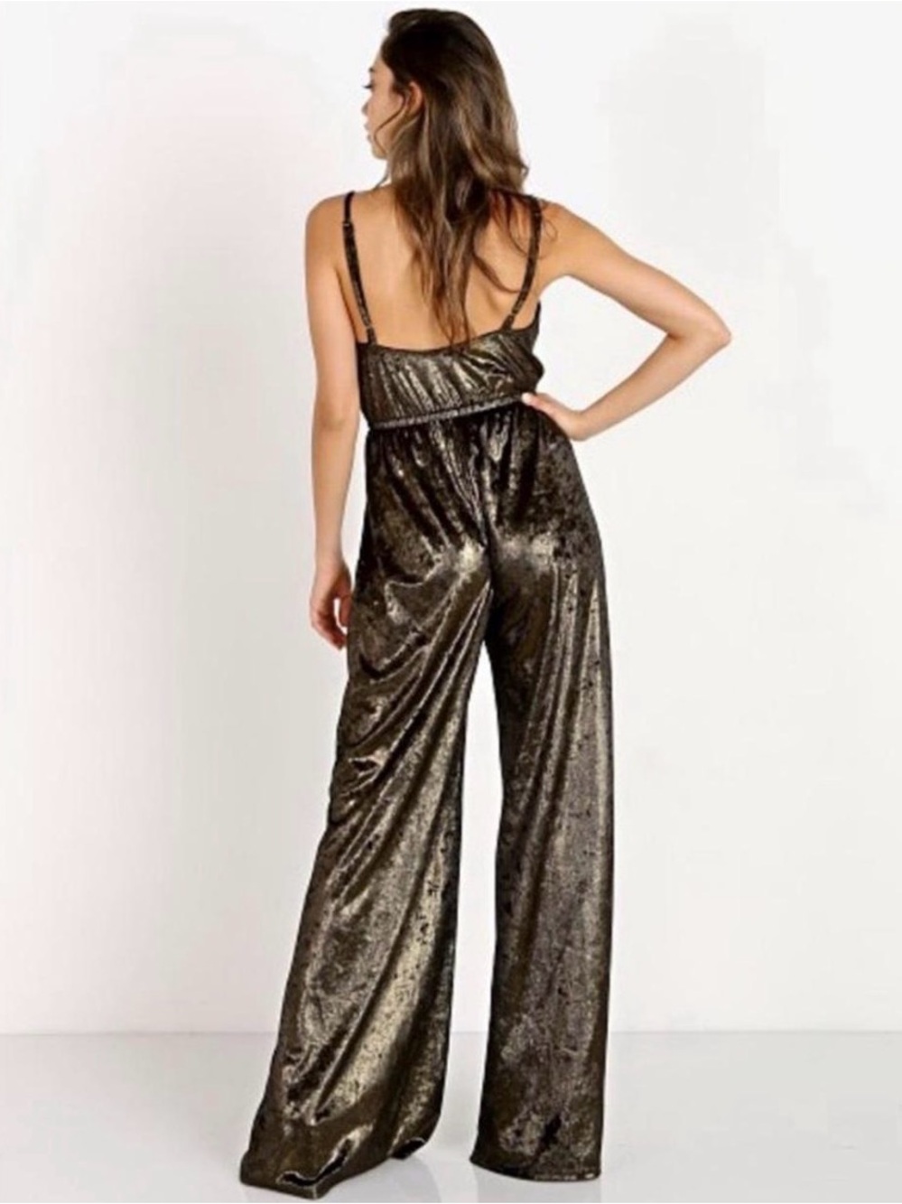 Show me your Mumu The Richards Jonny Gold velvet jumpsuit XL - Picture 3 of 10